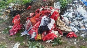 MHP bayrakları çöpe atıldı, partililer tepki gösterdi